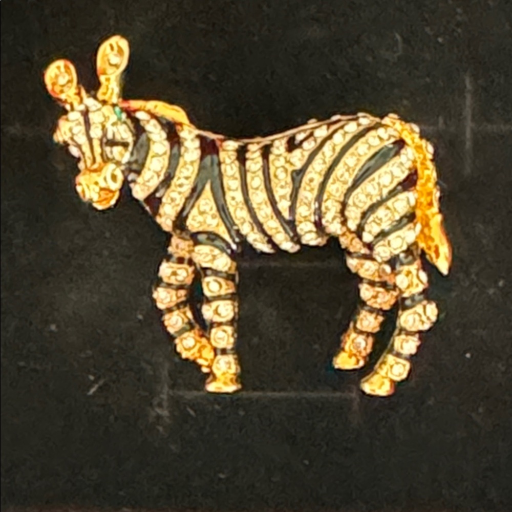 Gold and Silver Zebra Brooch